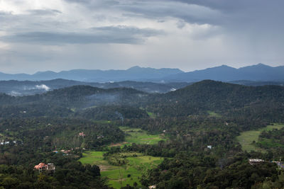 Mountain horizon with dramatic sky at morning from flat angle