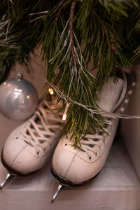 Close-up of christmas tree on table