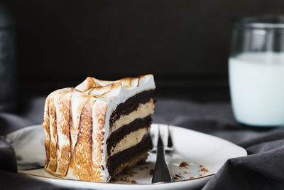 Close-up of dessert in plate on table
