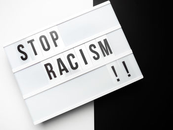 High angle view of text on black background