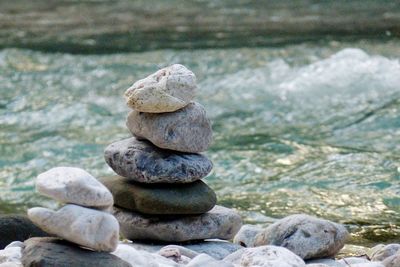 Stack of stones in sea