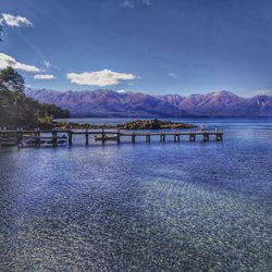 Scenic view of lake against sky