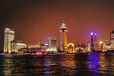 Illuminated city at night