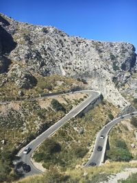 High angle view of country road on mountain