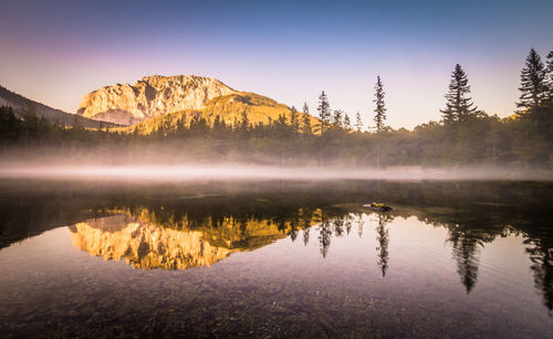 Reflection of mountains in lake