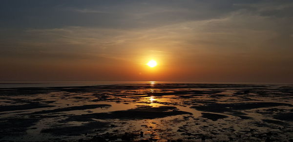 Scenic view of sea against sky during sunset