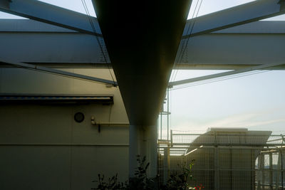 Low angle view of illuminated building against clear sky