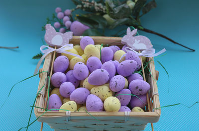 Close-up of easter eggs