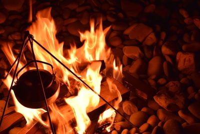 Close-up of bonfire at night