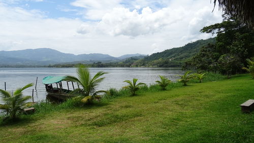 Scenic view of lake against sky