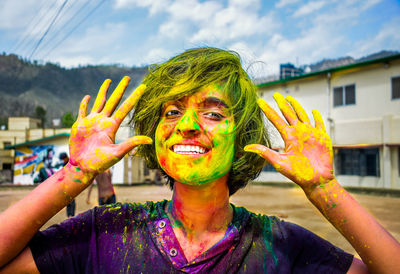 Portrait of woman with painted face