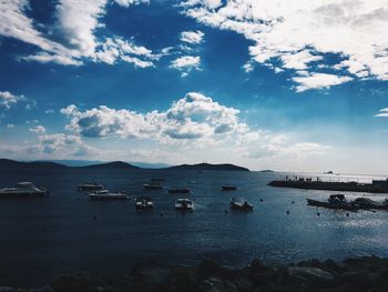 Boats in calm sea