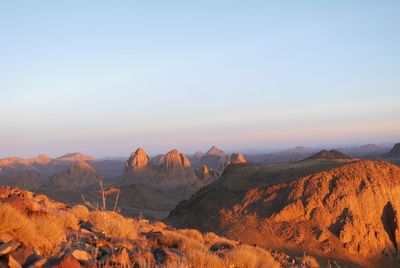 Scenic view of mountains against clear sky