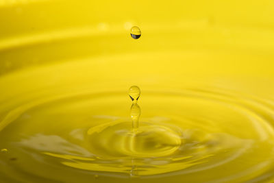 Close-up of drop splashing in water