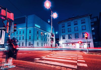 View of city street at night