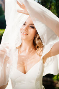 Portrait of bride during wedding ceremony