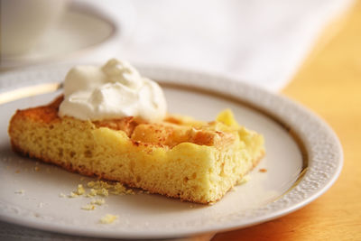 Close-up of dessert in plate on table