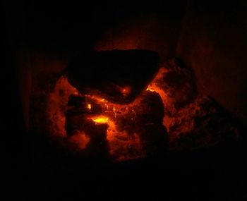 Close-up of illuminated bonfire