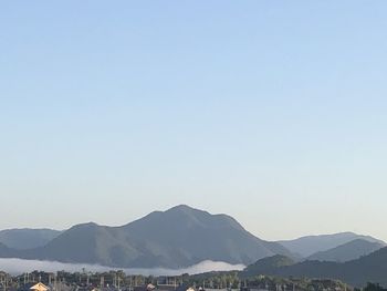 Scenic view of mountains against clear sky