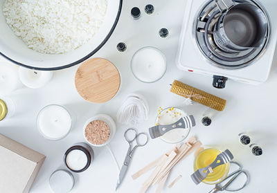 High angle view of food on table