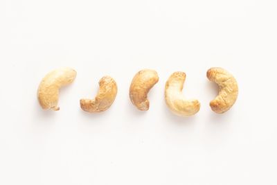 High angle view of cookies against white background