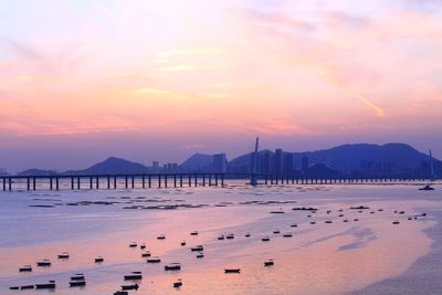 Scenic view of sea against sky during sunset