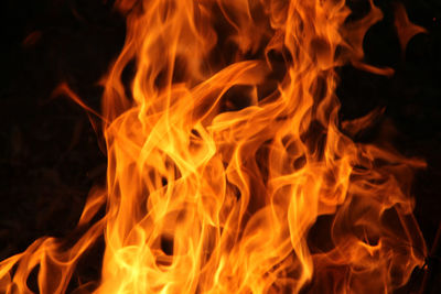 Close-up of fire against black background