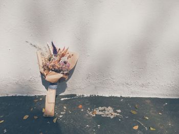 Low section of woman standing on flower