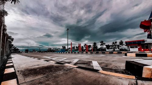 Panoramic view of city street against sky