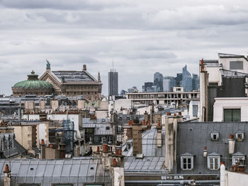 High angle view of buildings in city