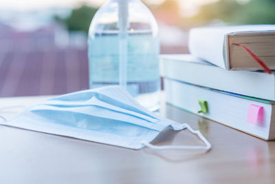 Close-up of books on table