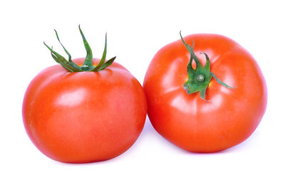 Close-up of tomatoes against white background