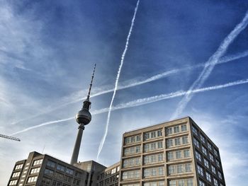 Vapor trails in sky