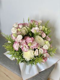 High angle view of flowering plant on table