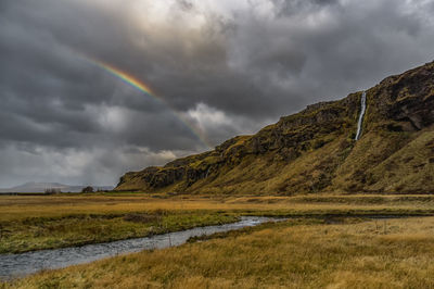 Scenic view of rainbow against sky