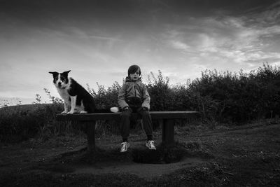 Child sitting on bench