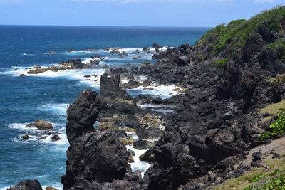 Scenic view of sea against clear sky