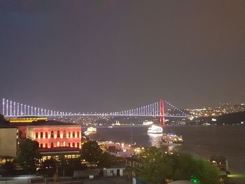 Illuminated buildings in city at night