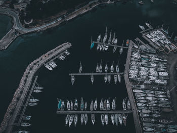 Drone photo from leros harbor at afternoon