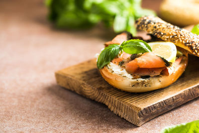 Close-up of food on cutting board