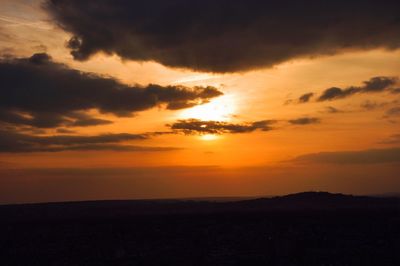 Silhouette landscape at sunset