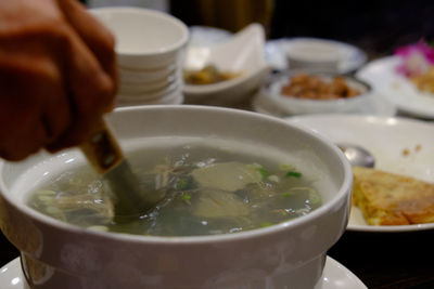 Close-up of soup in bowl