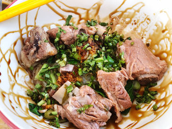 High angle view of meal served in plate