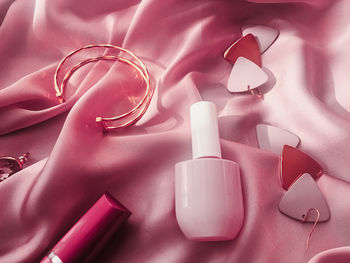 Close-up of beauty products on table