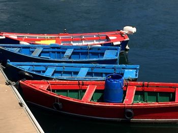 Boat moored in sea