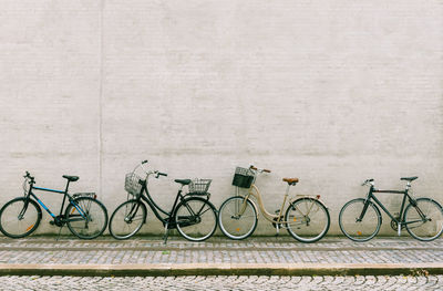 Bicycles on wall