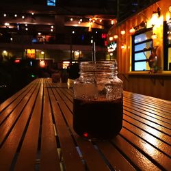 Close-up of drink in jar on table at bar