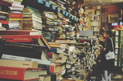 Stack of books in shelf