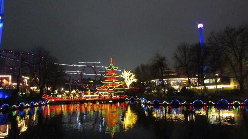 Illuminated city at night