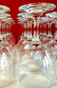 Close-up of glasses on table